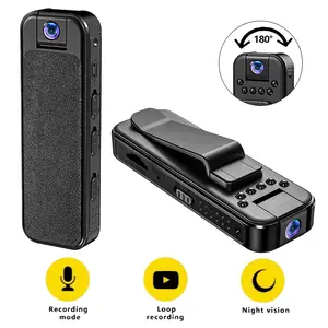 Mini Body Camera with 180° Rotating Lens & Night Vision, 1080P Small Wearable Camera for Vlogging, 90Mins Battery Life Portable Camcorder, USB Charging Camera, Hands-Free Video Recorder for Outdoor Travel, Security, Work Reports, and Home