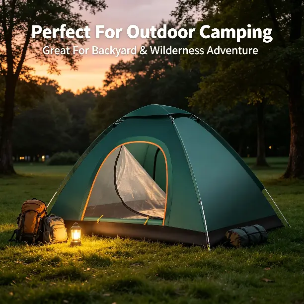 1-2 Person Camping Tent, Double Door Outdoor Tent With Mesh Ventilation, Lightweight Portable Dome Tent For Hiking, Camping, Travel, Fishing And Outdoor Adventures