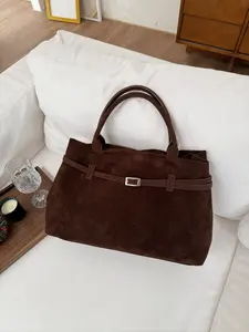 Fashion Vintage Velvet Matte Large Capacity High Capacity Handbag for Women, Autumn Winter New Simple Casual Big Bag, Stylish Retro Design, Casual Trendy Purses