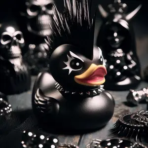 Punk Duck Goth Resin Duck - Garage Kits,Unique Gothic Gifts & Collectibles,Vinyl Rubber Novelty Ornament Dark Satanic Duck Figurine for Desktop Home Halloween Decor (Death Rock)