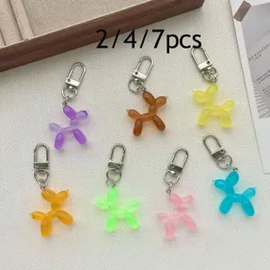 Cute Balloon Dog Keychain Night Light, Glowing Key Ring, Backpack Accessory, Phone Charm, Valentine's Day Gift, Long-Lasting Glow Effect, Keychain Set