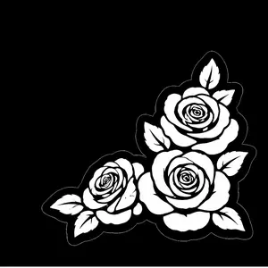 White Flower Car Decal - White Silhouette & Line Art Vinyl Sticker - Elegant Floral Graphics for Car Windows and Body - Weatherproof