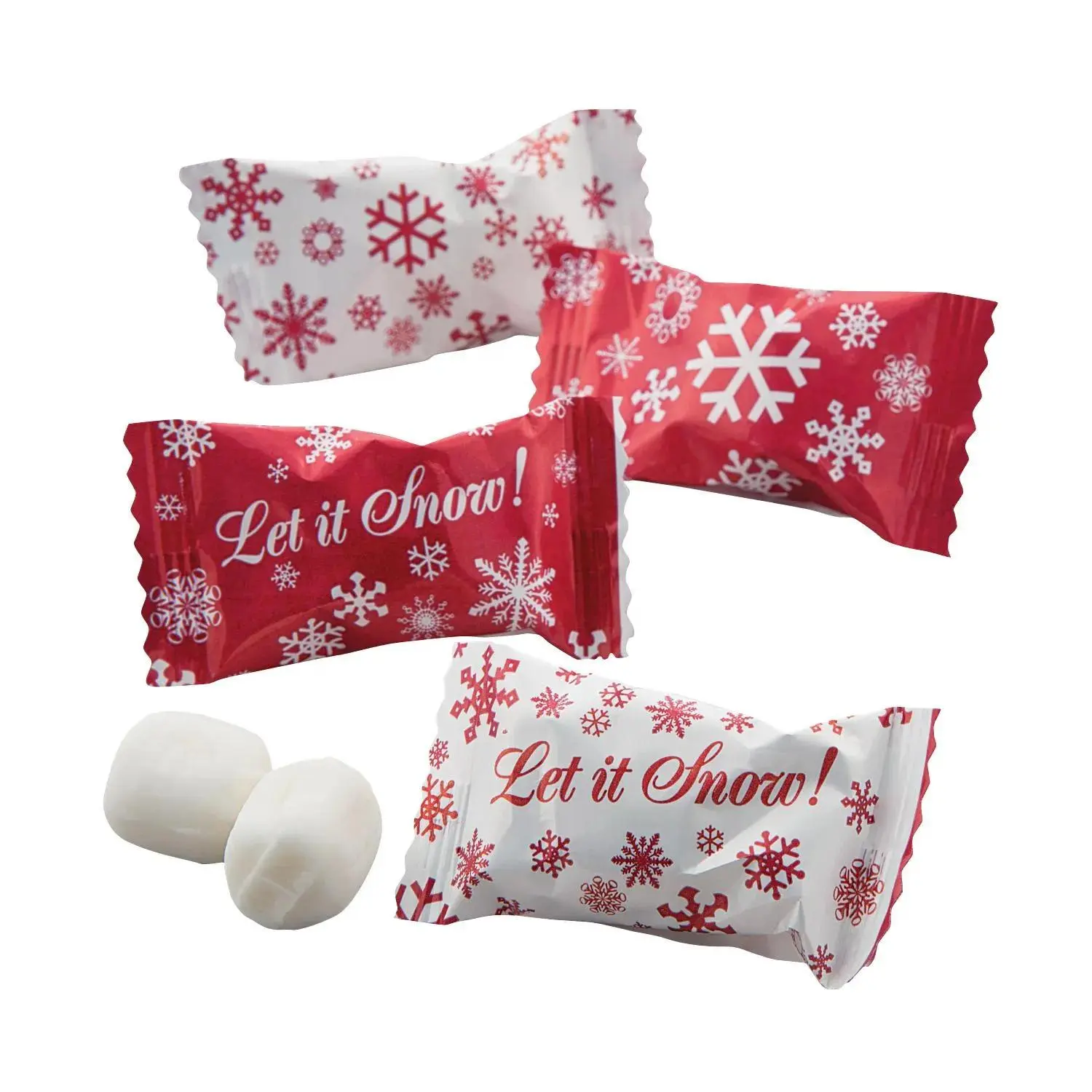 14 oz. Let it Snow Red & White Snowflake Wrapped Buttermints - 108 Pc.