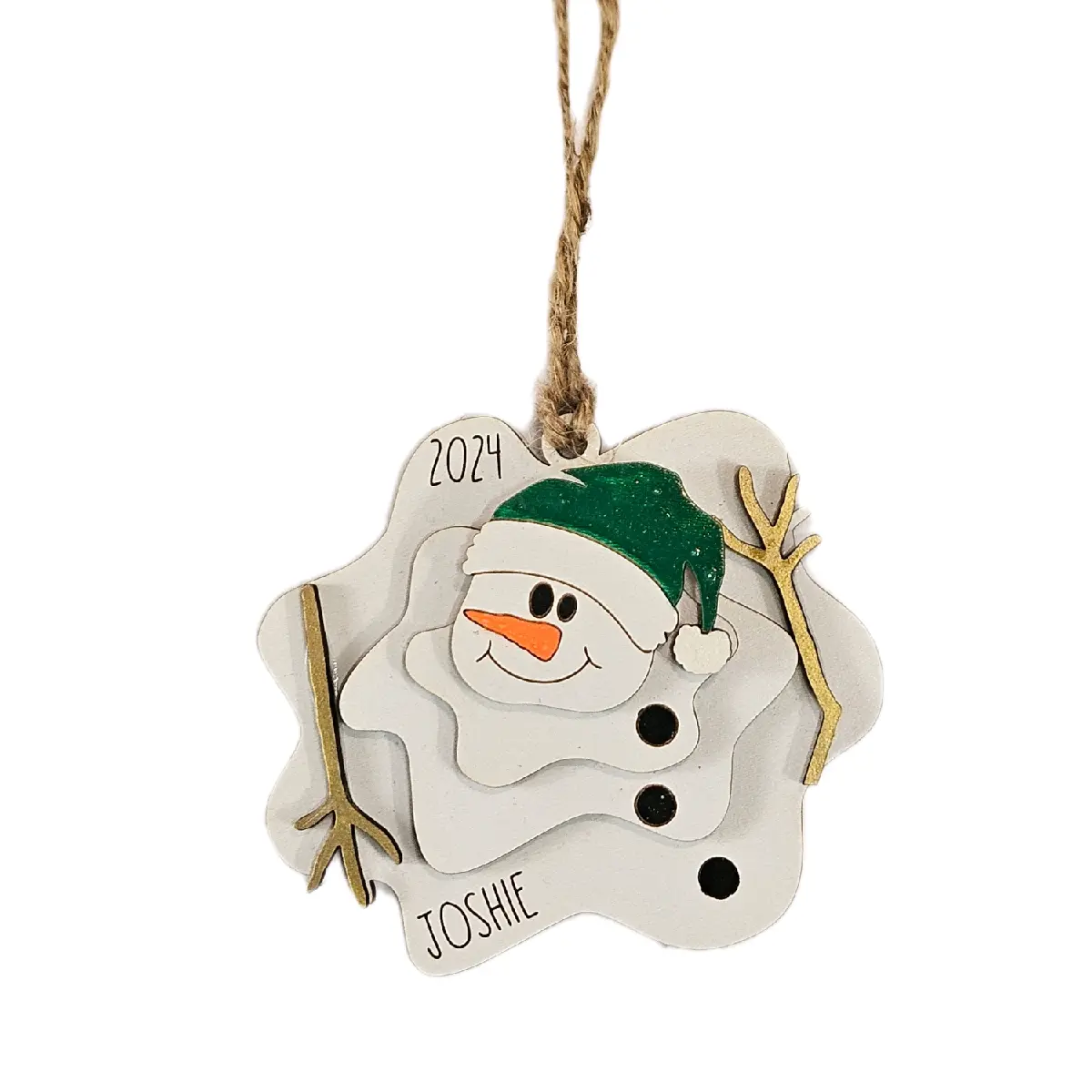 Personalized Melted Snowman Ornament for Christmas Tree Decoration