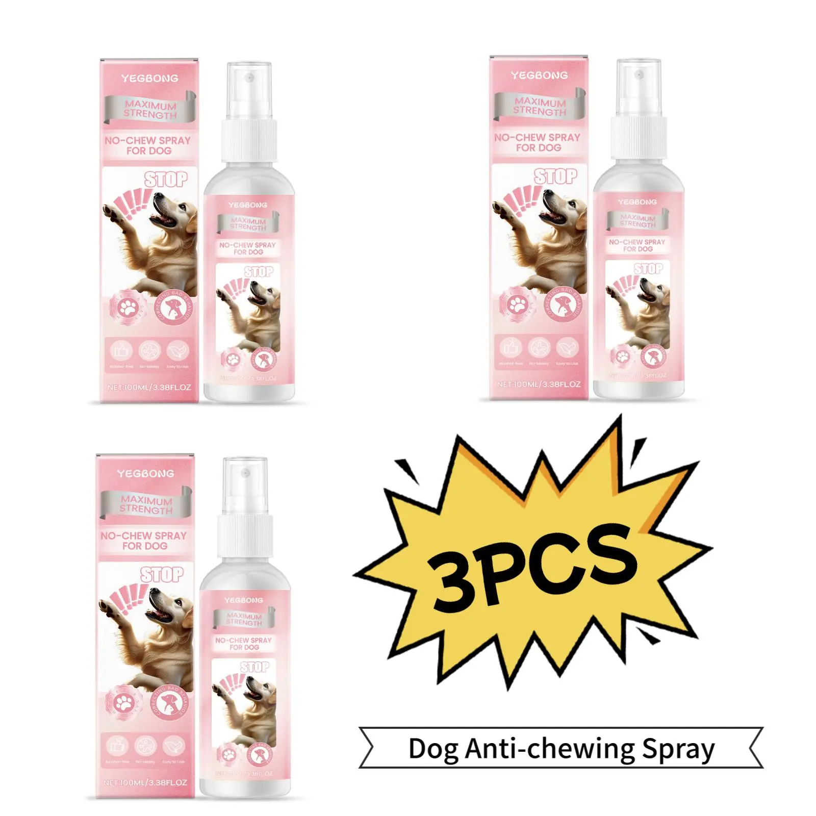 3PCS YEGBONG No-Chew Spray For Dog Dog anti-chewing spray indoor training spray anti-biting anti-scratching spray dog hates it anti-licking bitter spray