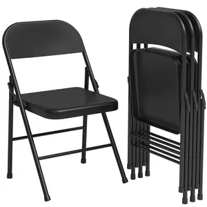 Folding Furniture Chairs, 350 lbs Heavy Duty Capacity, Metal Foldable Seating, Waterproof Steel Seat, Non-Slip Rubber Feet, Stackable & Portable Design, for Indoor Outdoor Party Wedding Office Events