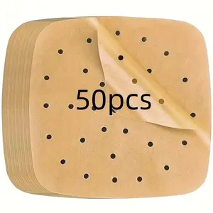 50pcs Perforated Parchment Paper Liners for Air Fryers, Unbleached Baking Paper, Perfect for Holidays and Everyday Cooking