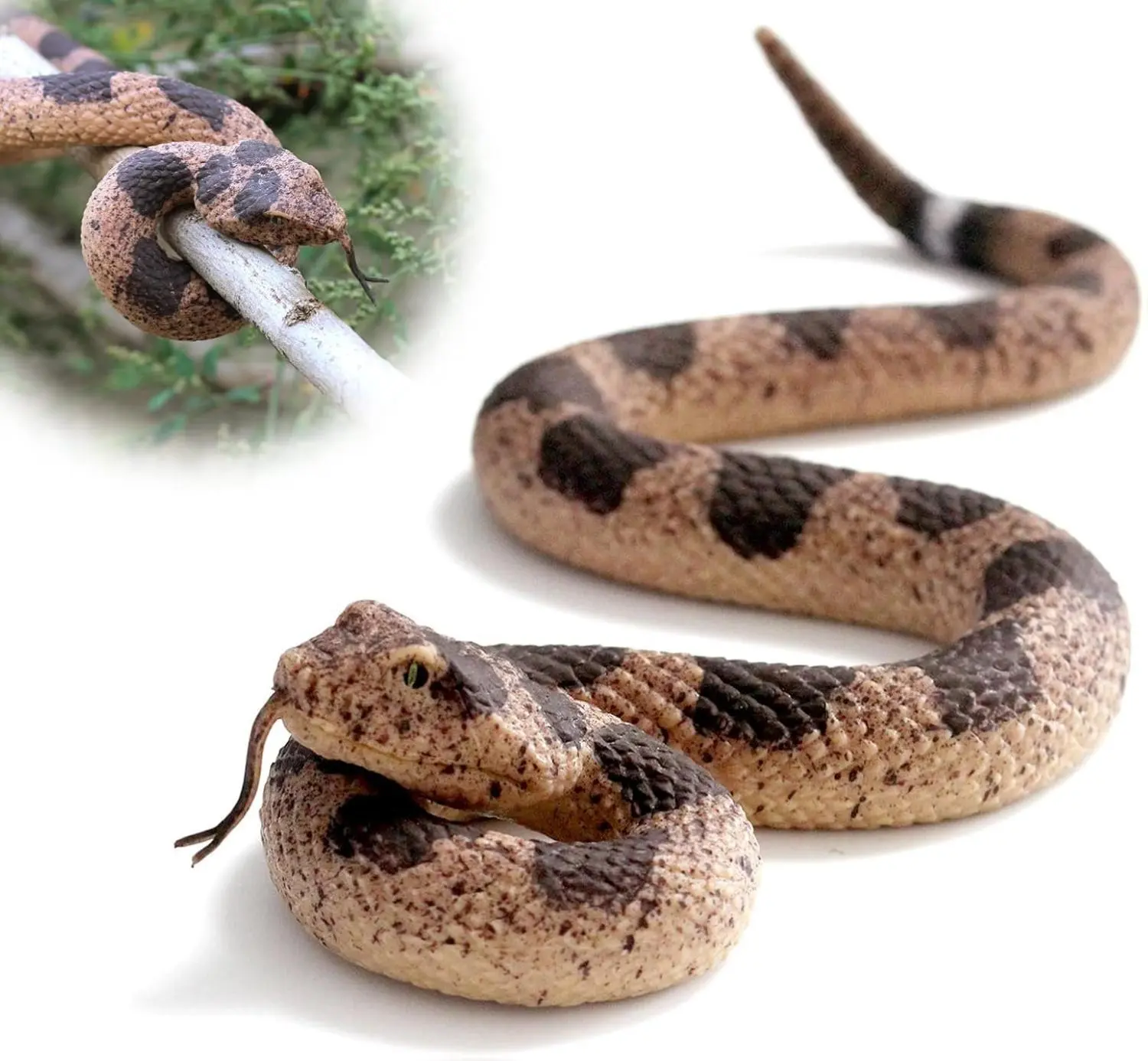 Fake Snake, Soft Rubber Snake Realistic to Keep Birds Away, Realistic Snake Toy Plastic Snakes to Scare Birds Mice, Prank Snake Toy for Stress Relief, Party and Halloween Props