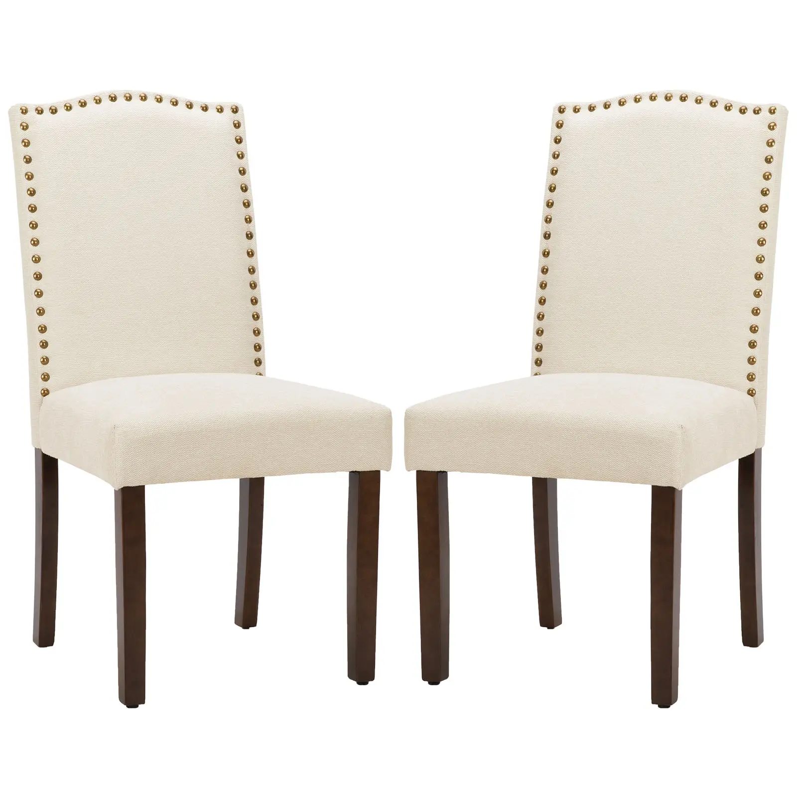 SweetFurniture Upholstered Dining Room Chairs Modern Fabric Living Room Chairs Parsons with Nailhead Trim and Wood Legs Armless Kitchen Side Chair