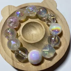 Glow-in-the-Dark Iridescent Beaded Bracelet | Handmade Opalescent Resin Acrylic Beads | Chunky Bracelet | One of a Kind Gift