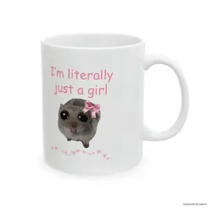 Sad Hamster Mug I'm Literally Just A Girl Mug Cute Custom Coffee Cup Viral Meme Mug Classic Drinkware Classic Glossy rae dunn mug wilson kenney mug owen black mug