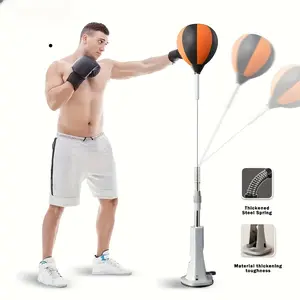 Adjustable Height Punching Bag (59-67 inches) — Sturdy Frame with Strong Suction Cup, Orange and Black Color, Ideal for Indoor Agility Training and Dynamic Workouts