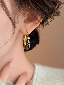 Retro Leopard Print Hoop Earrings for Women, Luxury Elegant Jewelry, Perfect for Parties, Gatherings & Daily Wear, Lightweight Chunky Hoops