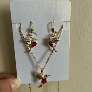 Xuping Golden Laminado Jewelry - Elegant Design with Red Heart and Wings