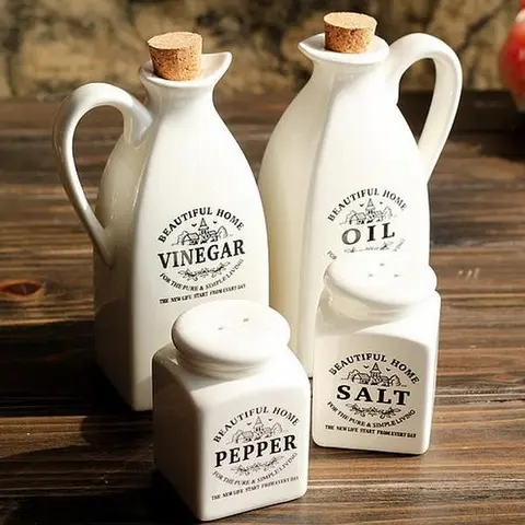 4 Pack Ceramic Condiment Container Set