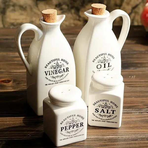 4 Pack Ceramic Condiment Container Set
