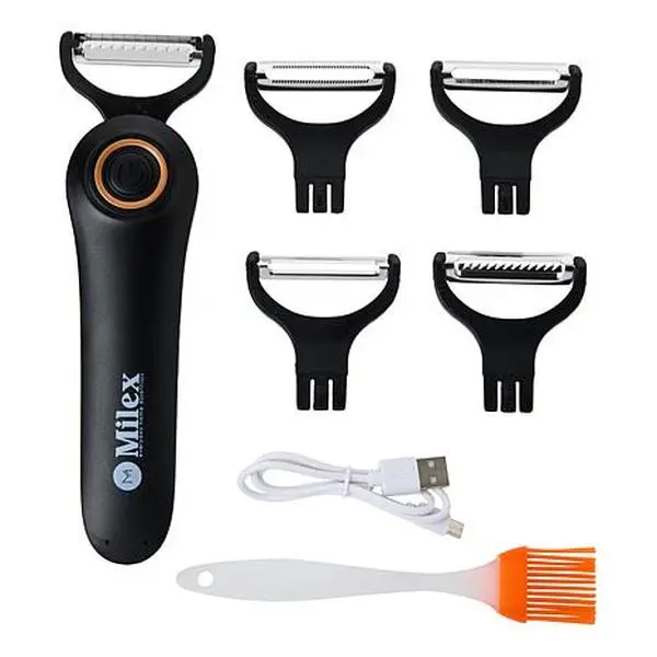 Milex 5-in-1 Blade Electric Peeler w/Silicone Brush Milex 5-in-1 Blade Electric Peeler w/Silicone Brush