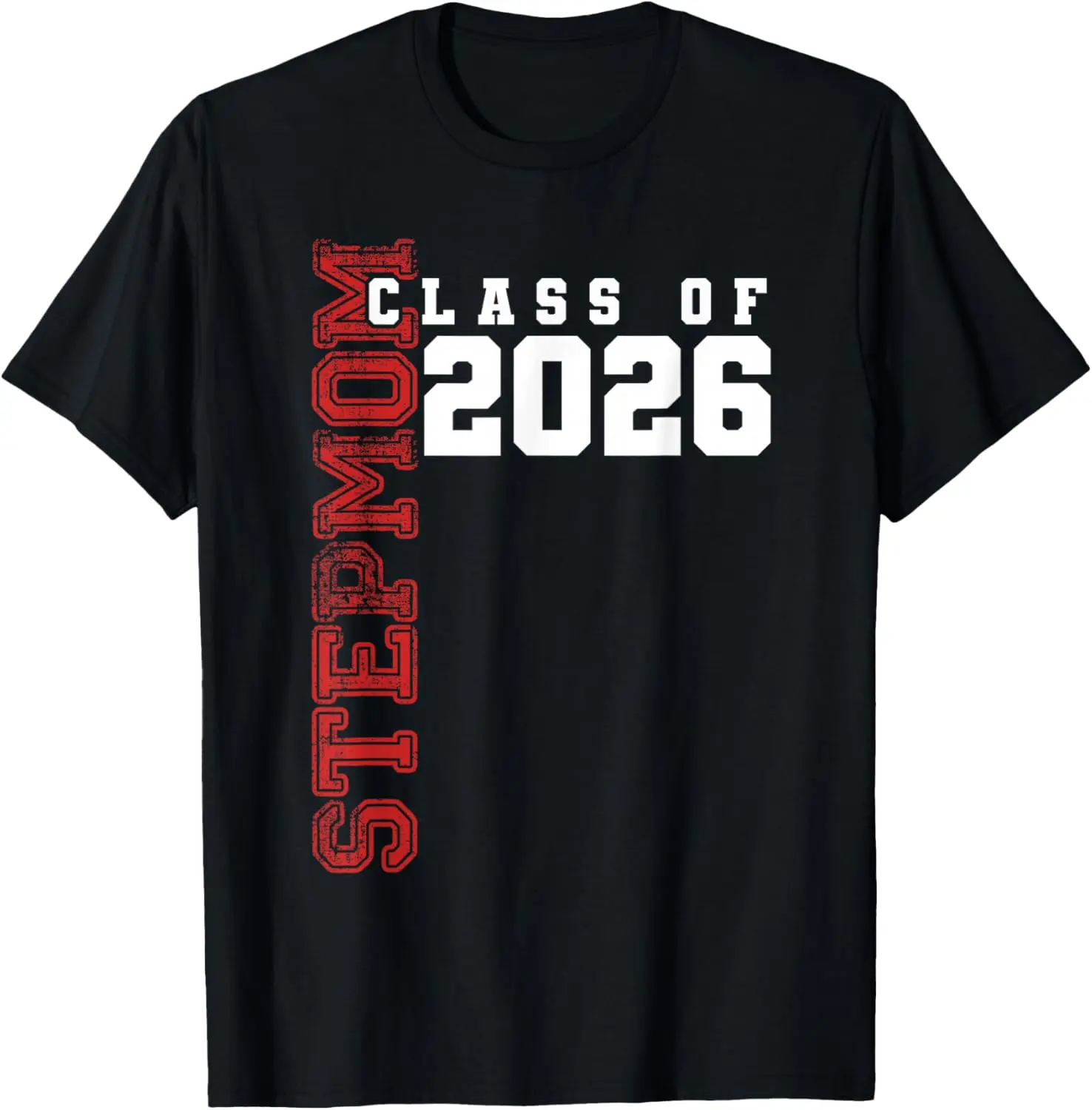 Women's Graphic Short Sleeve T-Shirt, Proud Stepmom of 2026 Graduate Print, Casual Round Neck Cotton Streetwear for Everyday Wear