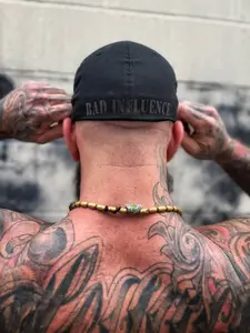 BAD INFLUENCE BLACK ON BLACK BACK STYLE FLEXFIT COTTON HAT BAD INFLUENCE BLACK ON BLACK BACK STYLE FLEXFIT COTTON HAT