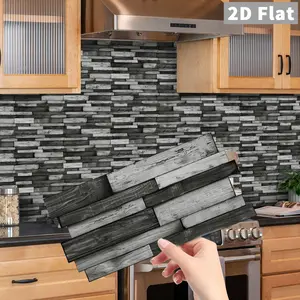 12/24/48PCS Irregular Tile Stickers | PVC Black-Gray Skin-Feel Marble | Waterproof Oil-Proof Kitchen Bathroom Decoration Kitchen Bath Self-Adhesive Decor 2. Black-Gray Marble Tile Stickers 12/24/48PCS | PVC Skin Decorative Wall Sticker