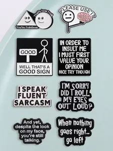 8-Piece Sassy Iron-On Badges Set, Perfect for Clothing & Backpacks, Ideal Gift for Introverts & Office Workers, Fun Present for Sarcastic Friends, Fluent Sarcasm, Sassy Sayings