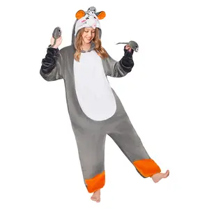 OLAOLA Opossum Pajamas Animals Onesie Plush Warm Home One Piece For Adult Unisex Halloween Costume