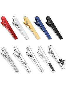 10 Pcs Tie Clips for Men Father's Day Gift Classic Tie Bar Clips Set for Regular Ties Ties Wedding Business Clips with Gift Box, Copper, Accessories