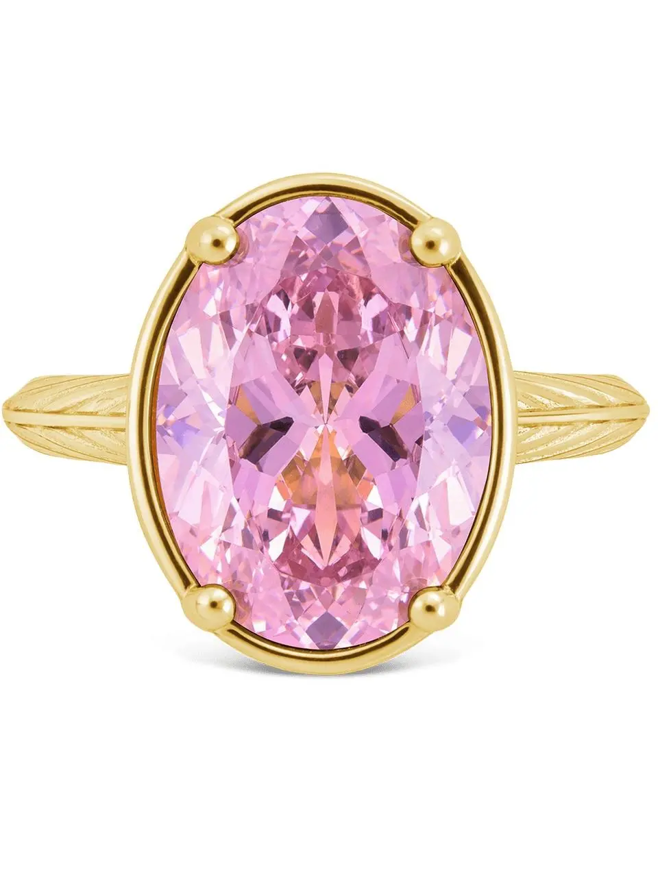 Sterling Silver Oval Cut Pink Sapphire CZ Cocktail Ring