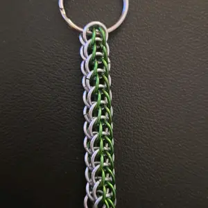 Unisex Handmade Adonized Aluminum Chainmail Keychain - Simple Pattern Single/Bi-Colored