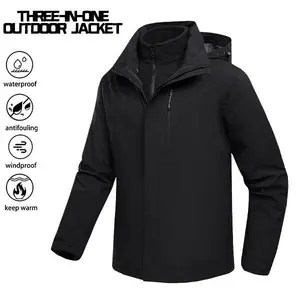 Men's 3-in-1 Softshell Jacket Outdoor Hiking Mountaineering Coat — Waterproof, Windproof, Insulated for All Outdoor Activities