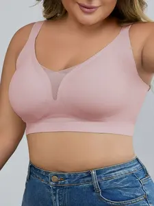 Plus Size Comfort Support Bra for Women - Breathable Mesh, Seamless Lift & Shape, High Side Wings, Wire-Free for All Day Wear
