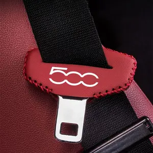 Fiat 500 PU Leather Seat Belt Buckle Covers, Anti-Collision Protective Shields, Automotive Interior Accessories, Car Interior Accessory, Model Xinghao A19961208