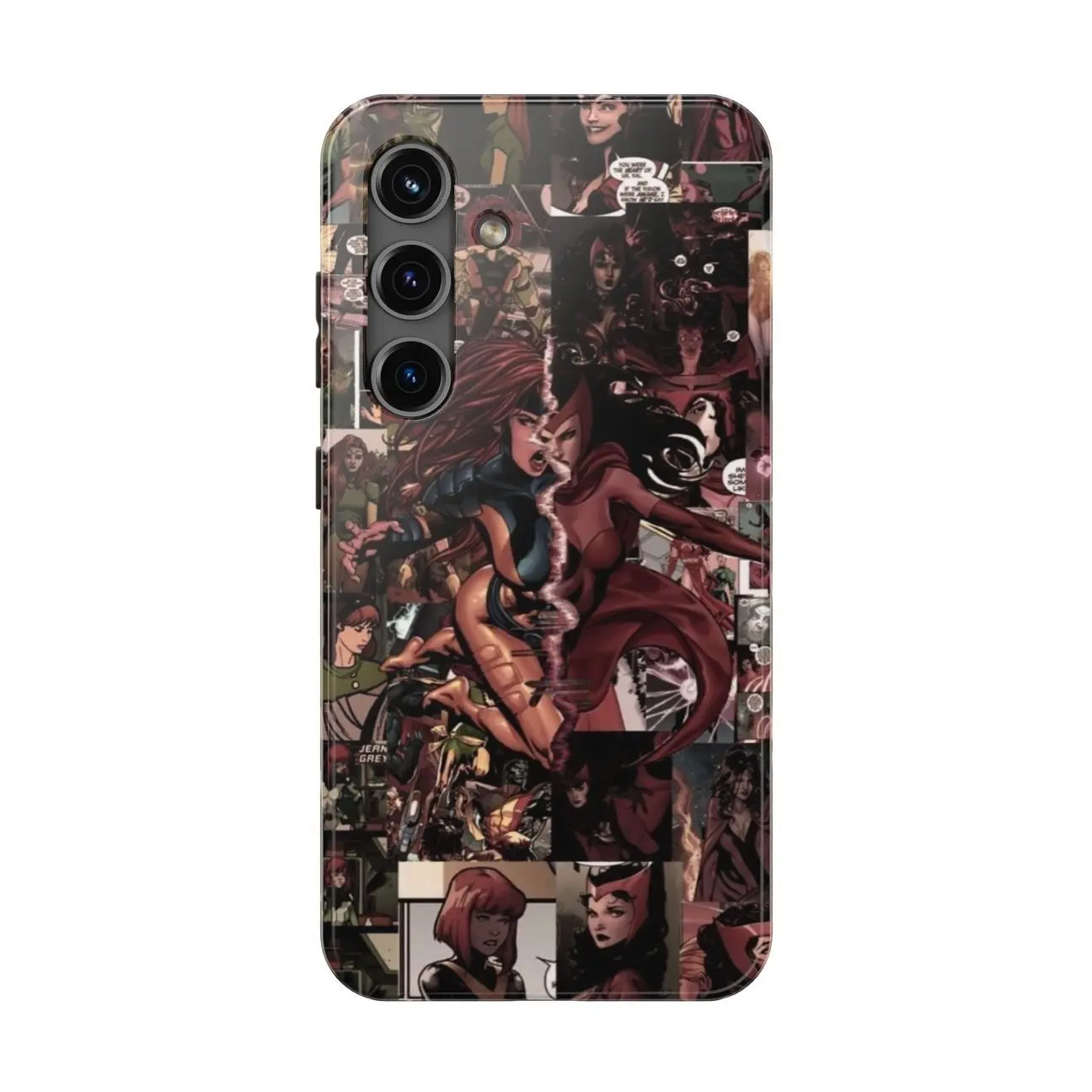 Jean Grey and Scarlet Witch Phone Case, Phoenix vs Wanda Maximoff Comic Collage Cover, Phone Cover for iPhone 7-17 Pro Max / for Samsung S21-S25 Ultra G