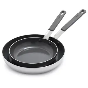 Bobby Flay by GreenPan Nonstick SS 8" and 10" Frypan Set