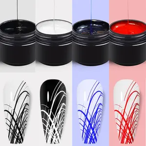 OsNailmall 4 Color Nail Spider Gel, Line Pulling Gel, Elastic Pulling Spider Gel Nail Art, Immersion UV LED Pulling Gel Nail Design, Gel Nail Polish, UV Light Gel