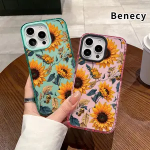 Soft Case for iPhone 16 Pro Max 15 Plus 14 13 12 11 Sunflower Symphony Anti-Yellowing Shockproof ultra-thin Silicone Crystal Cover