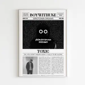 BoyWithUke Retro Newspaper Print / Toxic Poster No Frame / Lyrics Print / Serotonin Dreams Poster / BoyWithUke Poster / Music Gift / Fans Gift