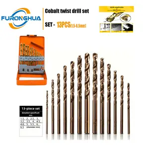 13PCS HSS M35 Cobalt Drill Bits Set 1.5-6.5mm Metal Stainless Steel Hardened Steel High Speed Steel Durable Heat Resistant Precision Ground Professional Tools