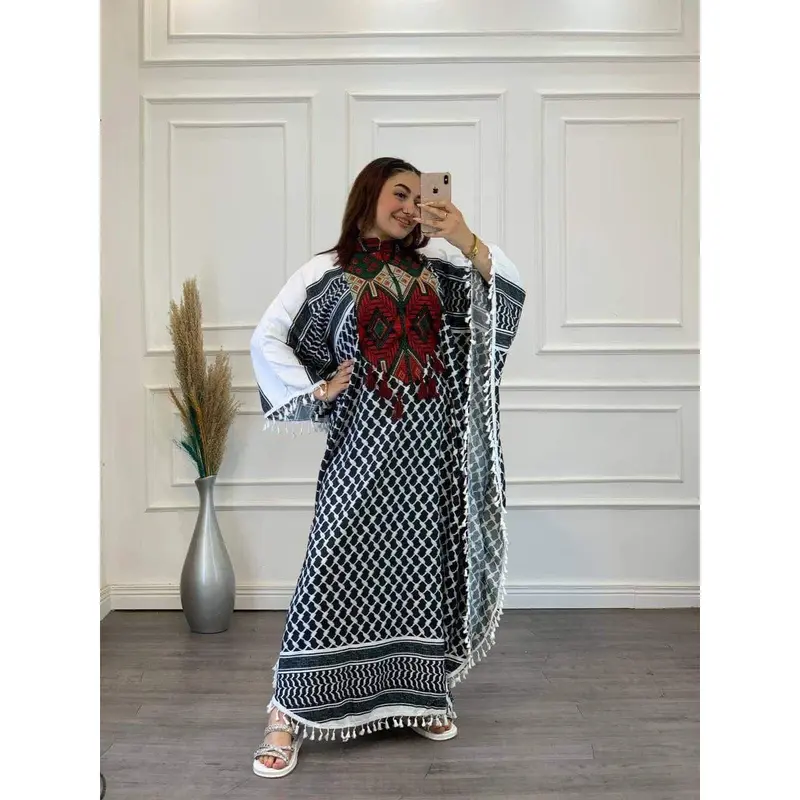 chinese dress ladies Palestinian Flag Keffiyeh Solidarity Sleeveless Long Graduation Dress Red.White/Green/Black / 3XL