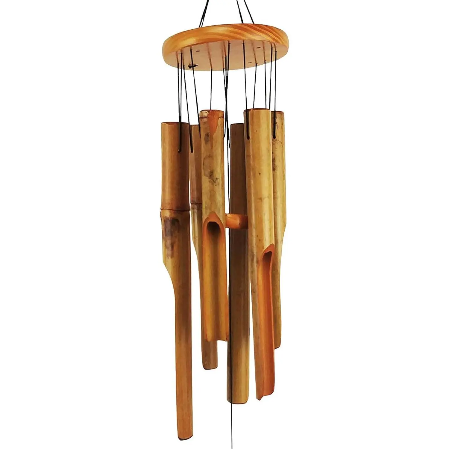 Bamboo Wind Chimes - Acoustic Hanging Decor, Outdoor Wooden Chimes with Deep Pleasant Sound, Ideal for Garden and Home Use