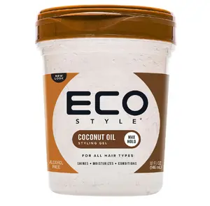 Eco Style Coconut Oil Styling Gel - Adds Luster and Moisturizes Hair - Weightless Styling and Superior Hold - Prevents Breakage and Split Ends - Promotes Scalp Health - Ideal for all Hair - 32 oz