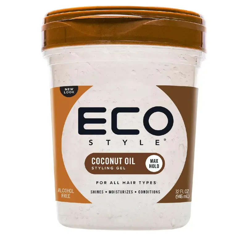 Eco Style Coconut Oil Styling Gel - Adds Luster and Moisturizes Hair - Weightless Styling and Superior Hold - Prevents Breakage and Split Ends - Promotes Scalp Health - Ideal for all Hair - 32 oz