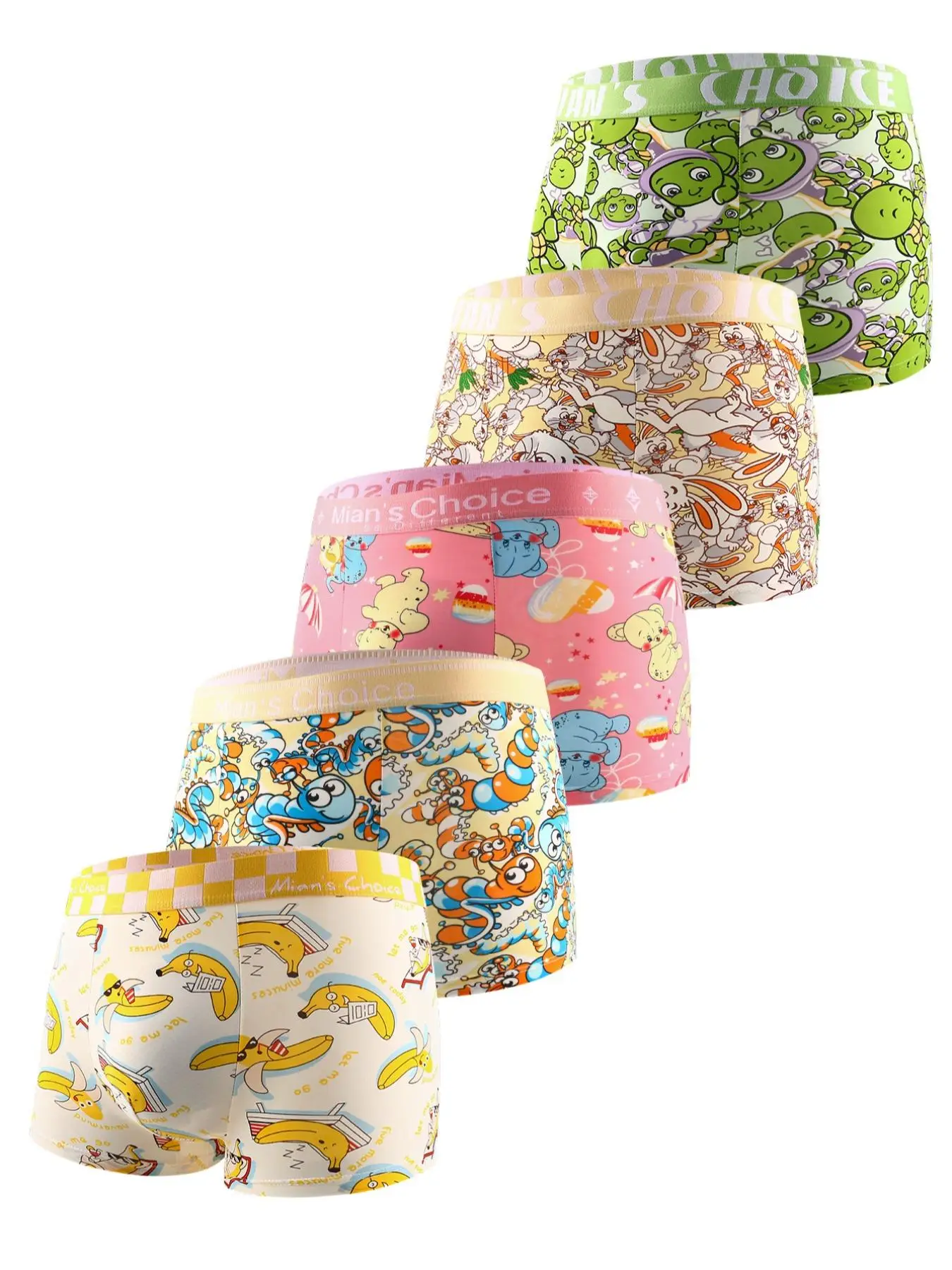 LGBTQ+ Men's Cartoon Letter Print Boxer Briefs, Casual Breathable Quick Drying Underwear, Menswear Summer Briefs, Please Purchase A Size Up, Menswear