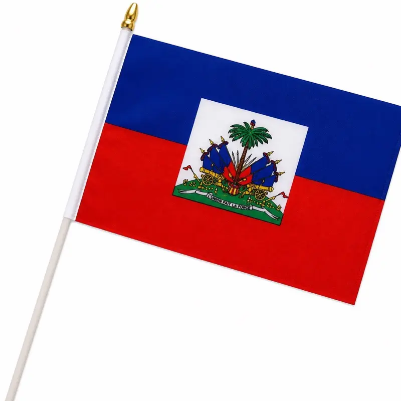 Haitian Hand Held Stick Flags, 5x8 Inch Small Mini Flags