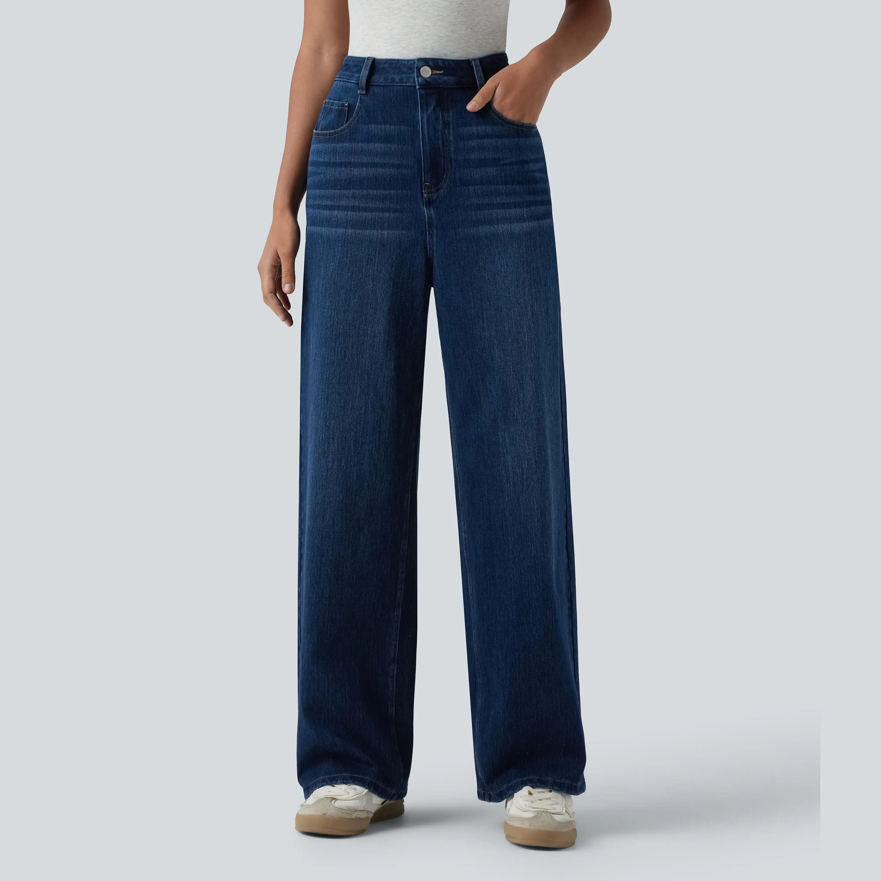 Halara Flex High Waisted Wide Leg Casual Jeans with Pockets
