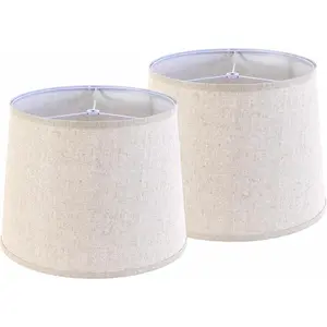 Beige Fabric Lamp Shade Set of 2, 11"×13"×10" Inch Medium Spider Lampshades for Table and Floor Lamps, Modern Farmhouse Replacement Lamp Shade Required Assembly