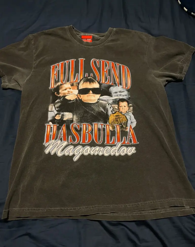 Vintage Hasbulla Graphic Tee- Full Send Streetwear - Retro Hasbulla Magomedov Shirt All Colors, Gift for Women Men, Made In USA, US Size S-6XL, 100% cotton, Classic Fit, Unisex T-Shirt