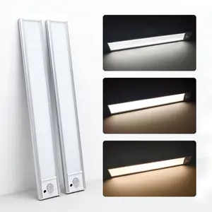 Magnetic Motion Sensor Light Under Cabinet Lighting | 3-Color Dimmable LED Under Counter Lighting | Rechargeable Closet Night Lights for Kitchen,Stairs,Wardrobe Pro Battery Upgrade​
