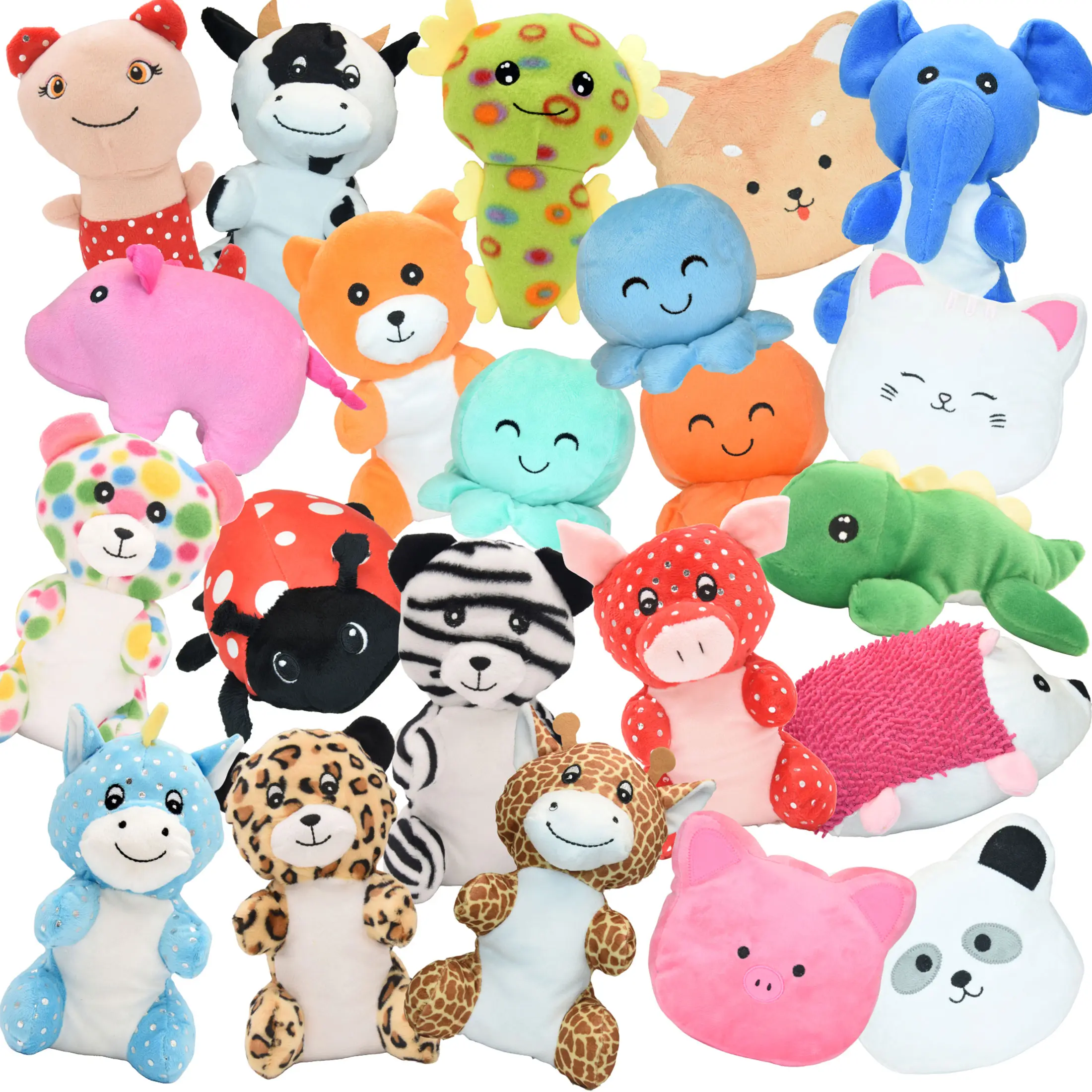 Toy Barn 25 PCS Bulk Stuffed Animals - 7 to 9-inch Assorted Mix for Kids’ Prizes