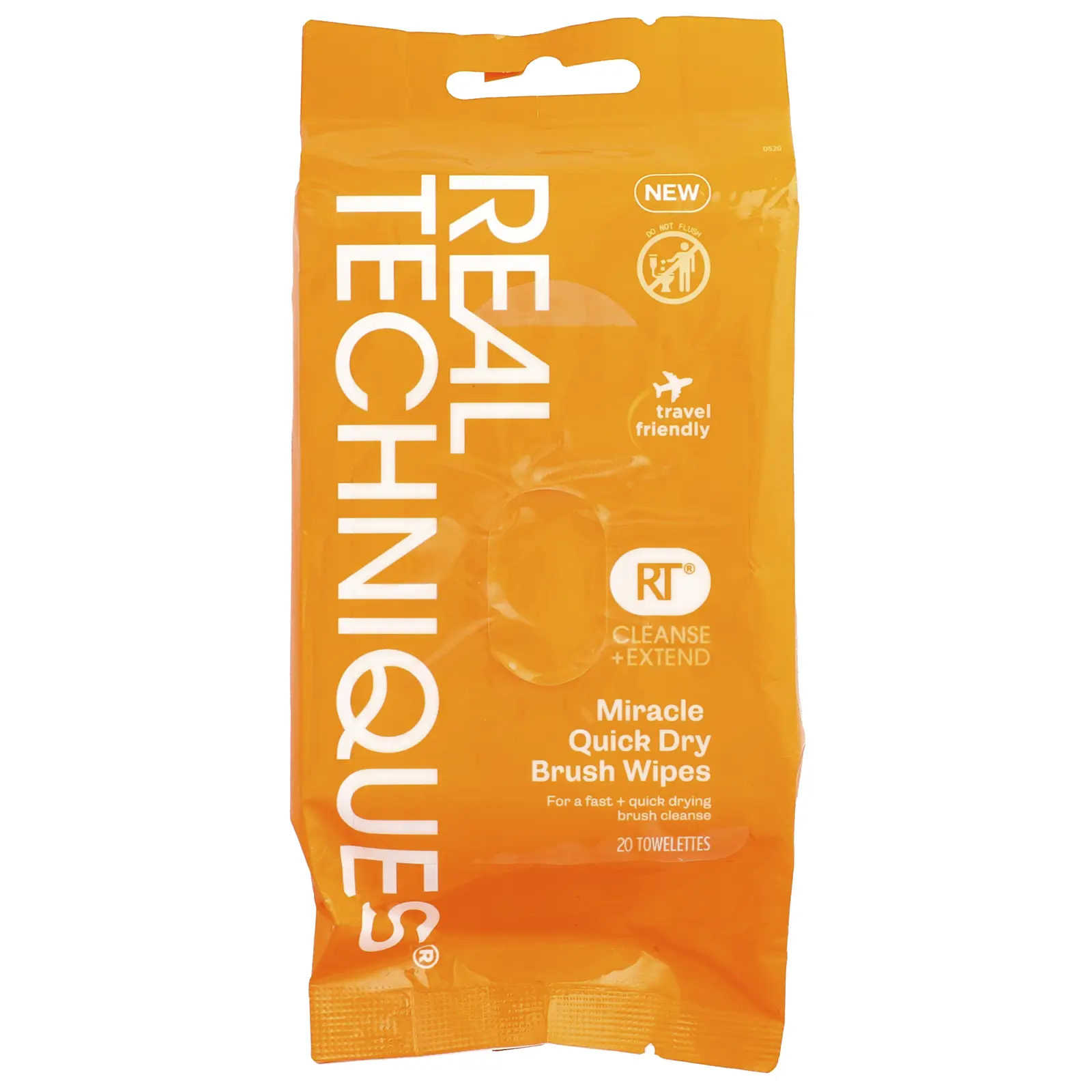 Real Techniques Cleanse + Extend, Miracle Quick Dry Brush Wipes, 20 Wipes